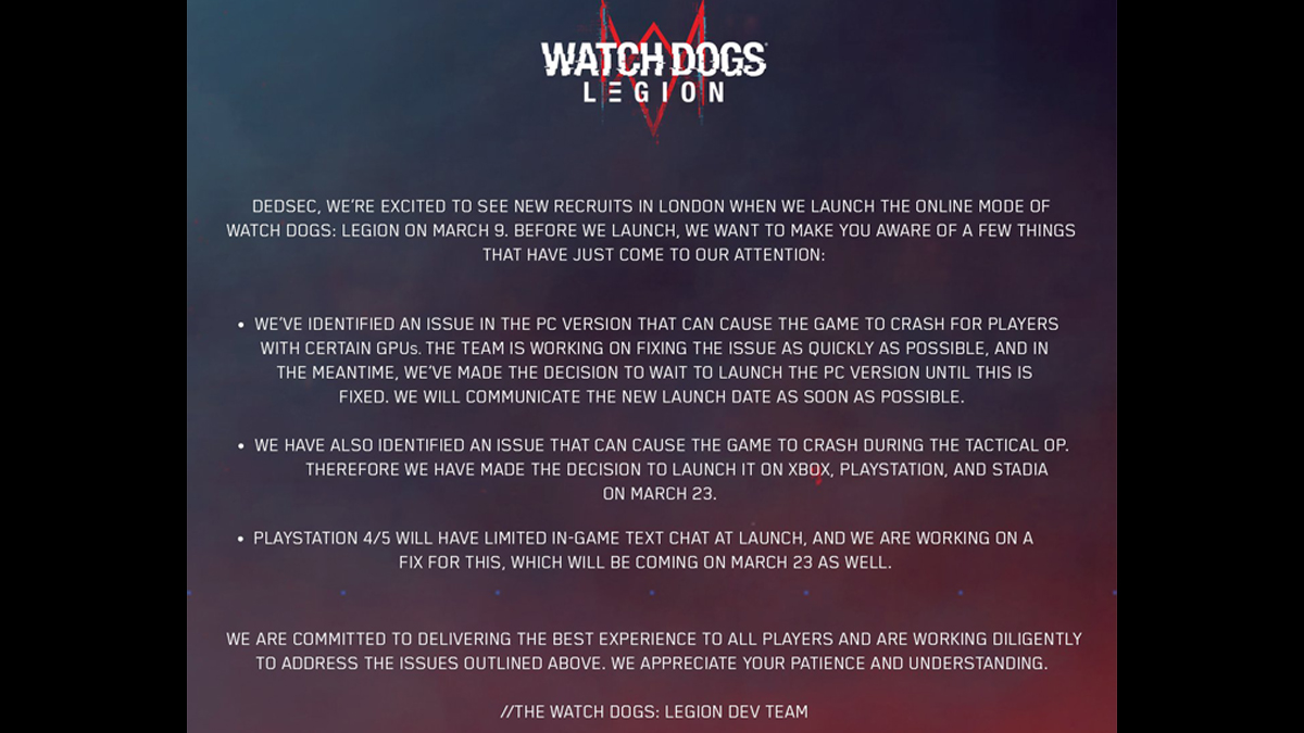 Watch Dogs Legion Online Mode Is Live Now On Ps4 Ps5 Xbox Series X S Stadia