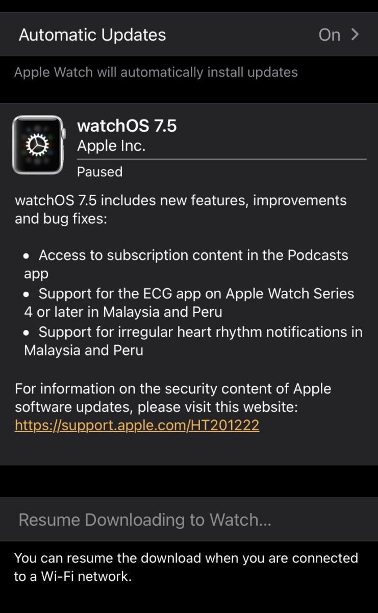 WatchOS 7.5
